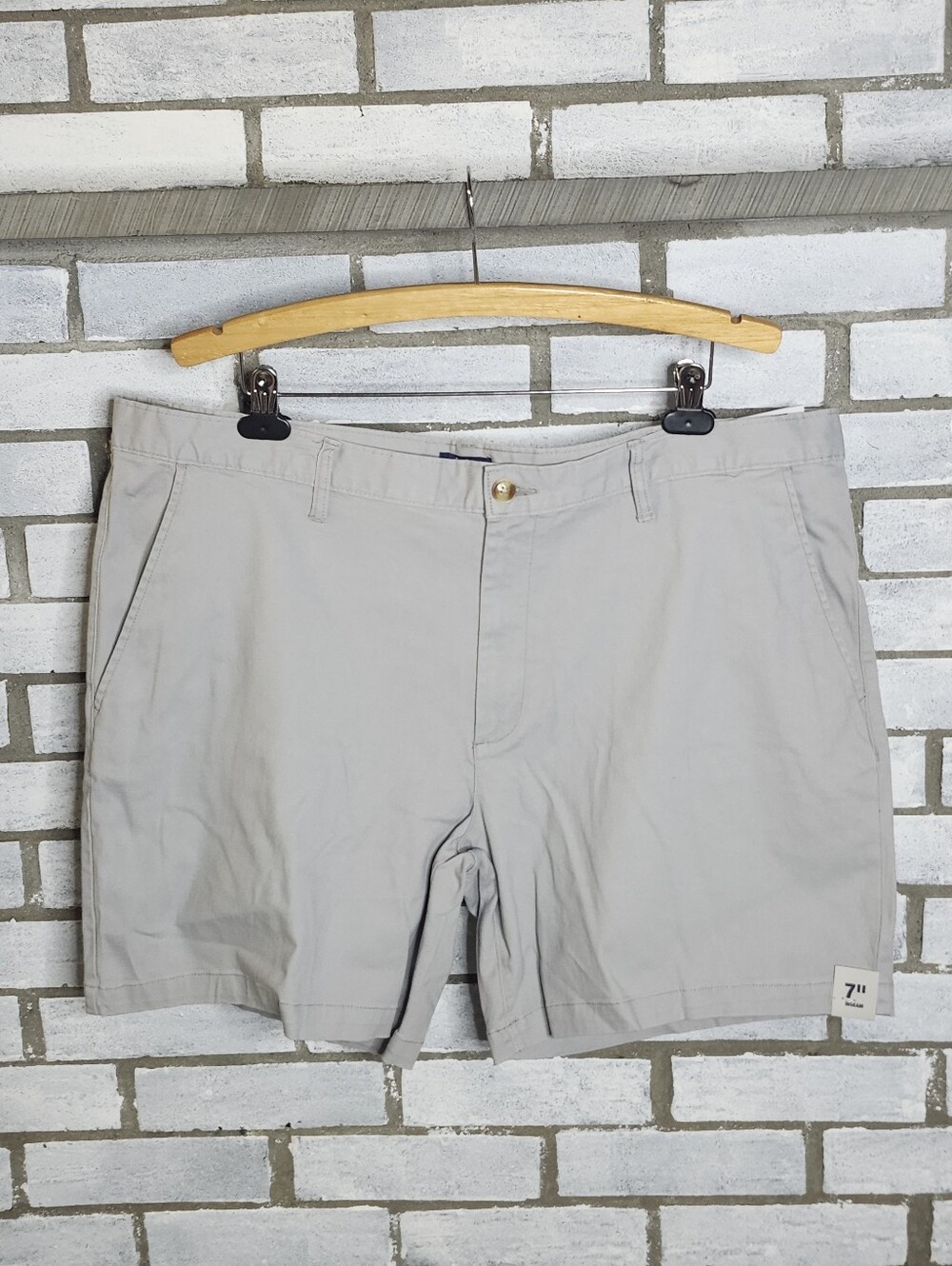 • George Men's Above The Knee Flat Front Chino Shorts Size 42 New Concrete Gray